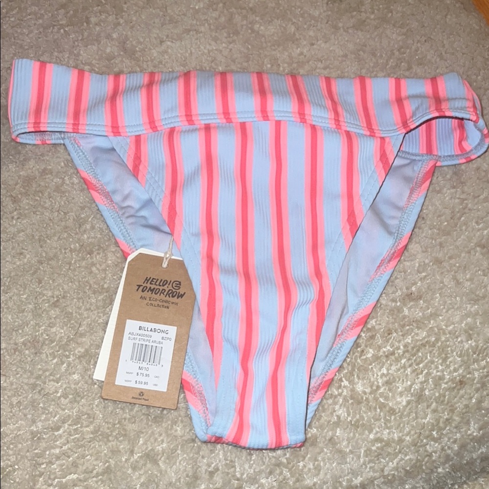 Billabong Pink and Blue Striped Bikini Bottom
